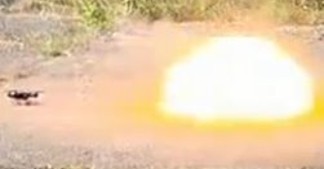 Picture of a payload destroying a drone swarm